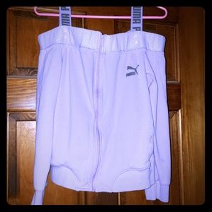 Puma off shoulder zip up sweatshirt